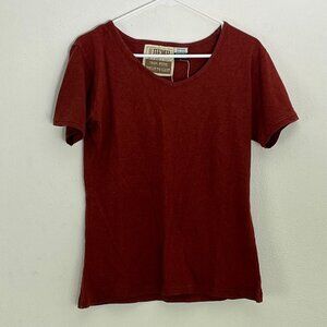 Hemp 100% Pure Built to Last Womens Large V-Neck Short Sleeve T-Shirt Rust New